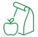 Icon of a paper lunch bag and apple