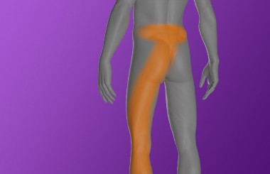 Generated image of the lower body with a hotspot from the lower back down the left leg