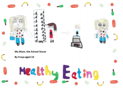 Child's drawing of healthy eating