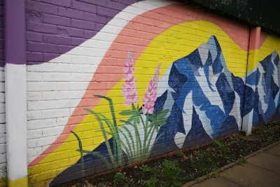 Image shows part of the mural painted on a wall at Milford Ward.